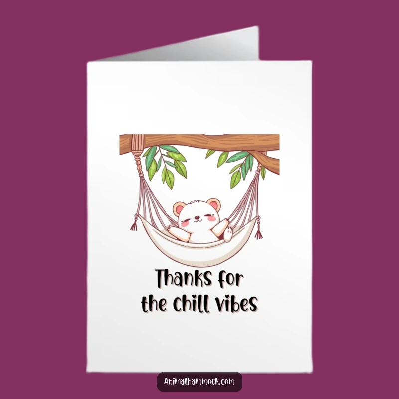 Free Printable Thank You Card: Cute Animal Hammock Relax Funny Downloadable Gift