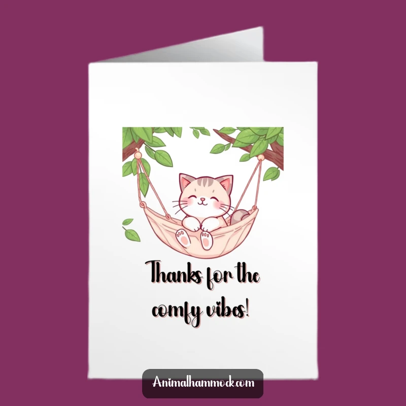 Free Printable Thank You Card: Cat's Hammock Comfort Funny Downloadable Gift
