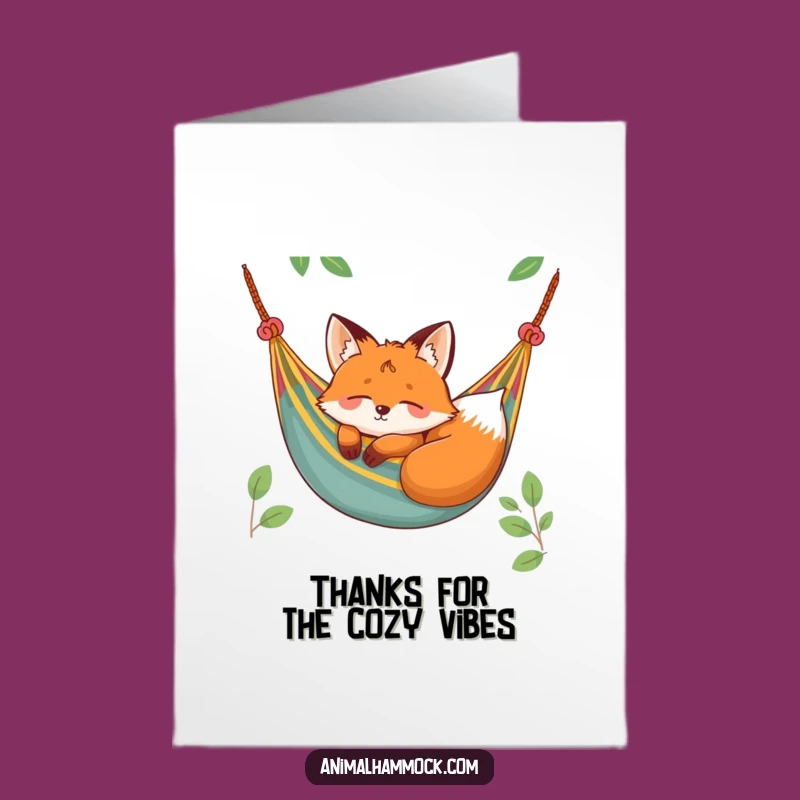 Free Printable Fox Thank You Card: Hammock Nap of Gratitude, Cozy Downloadable Note