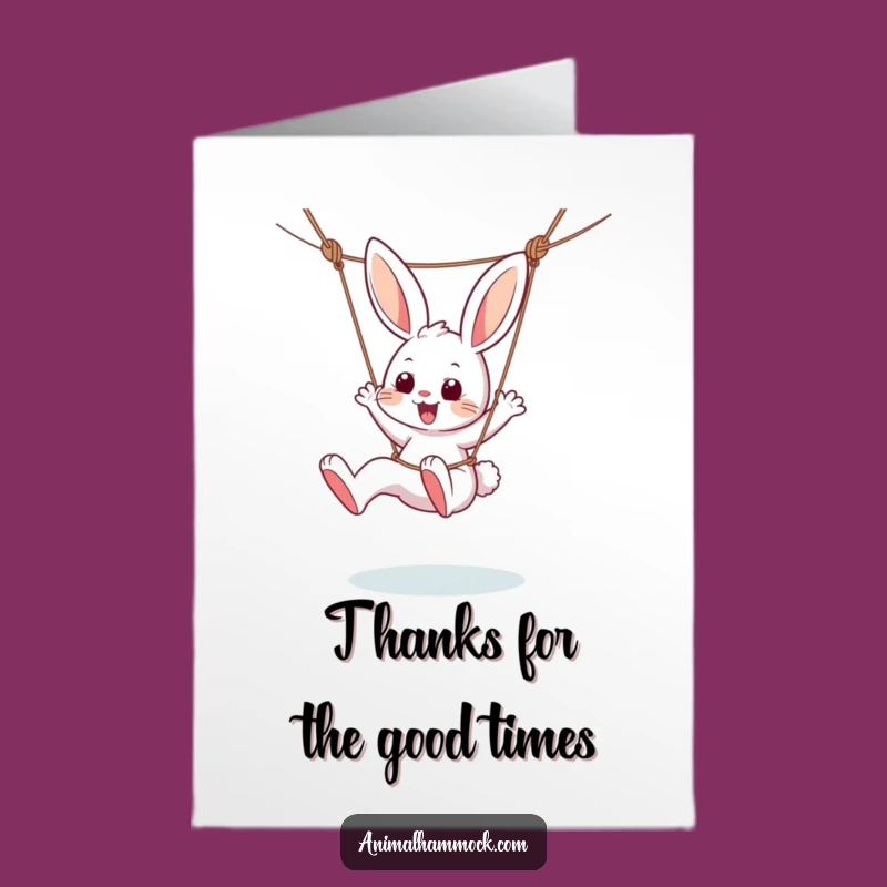 Free Printable Bunny Thank You Card: Glee-Kicking Bunny Hammock Funny Downloadable Gift