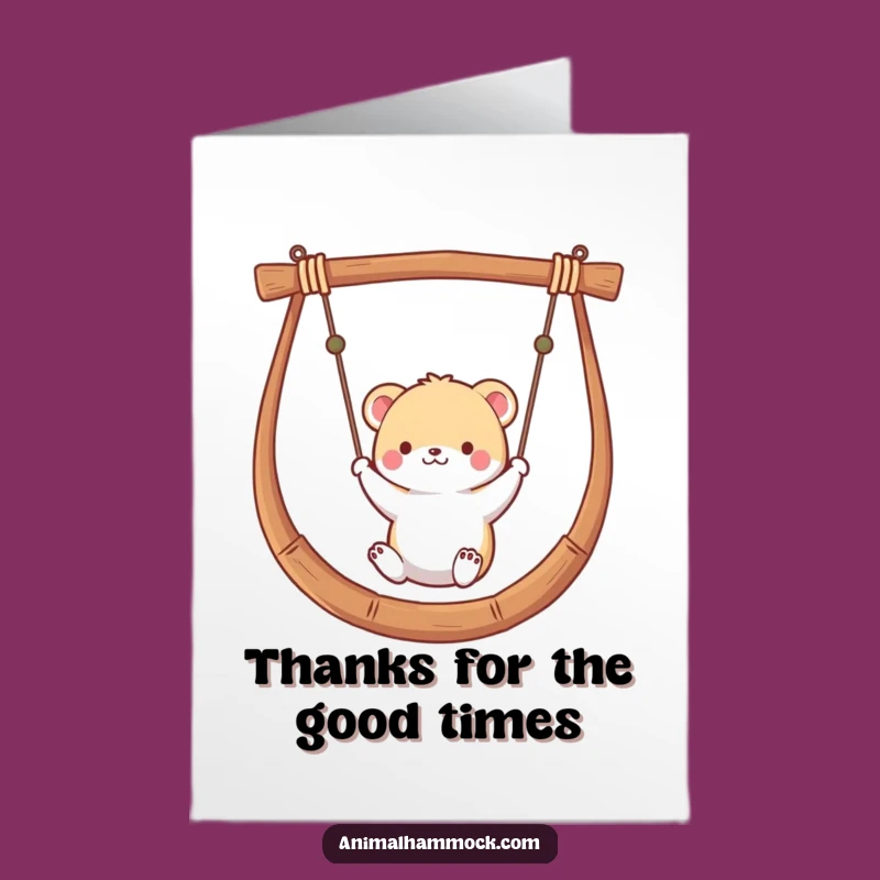 Free Printable Thank You Card: Hammock Animal's Gratitude Funny Downloadable Gift