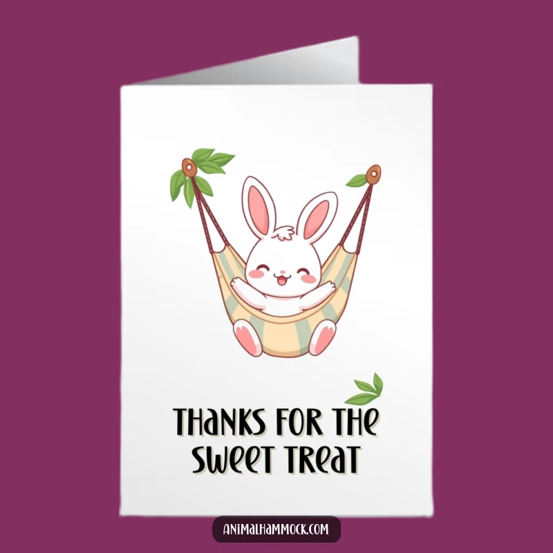 Free Printable Thank You Card: Cheerful Bunny Hammock Spring, Charming Downloadable Gift