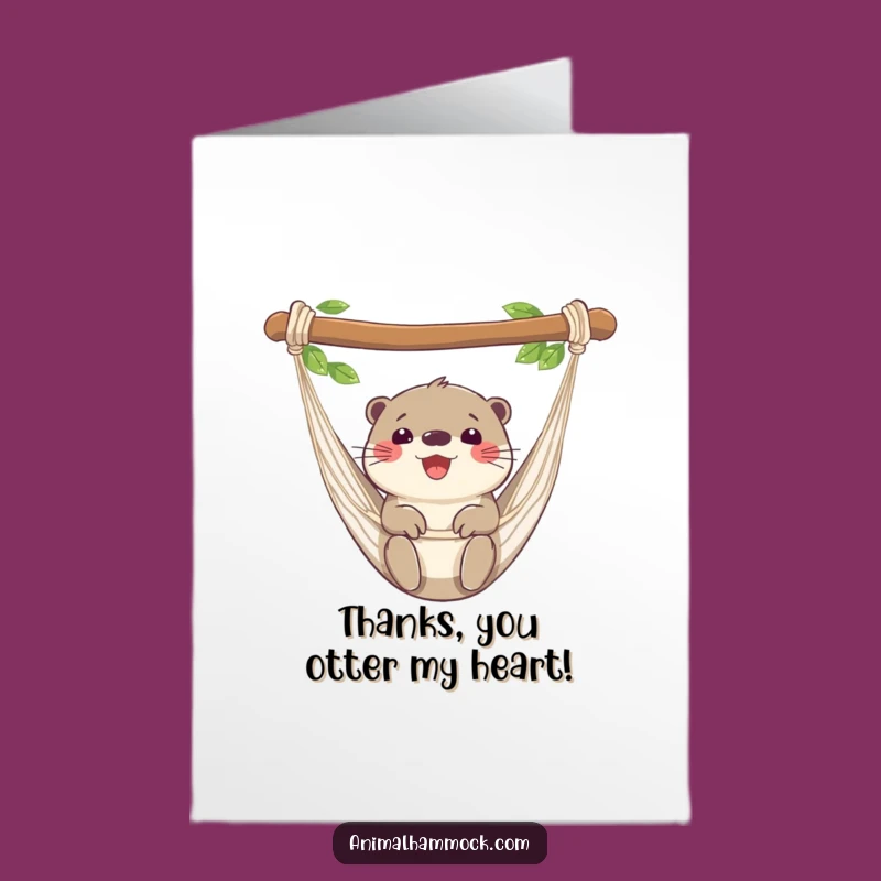 Free Printable Thank You Card: Adorable Otter Hammock Gratitude, Funny Downloadable Gift