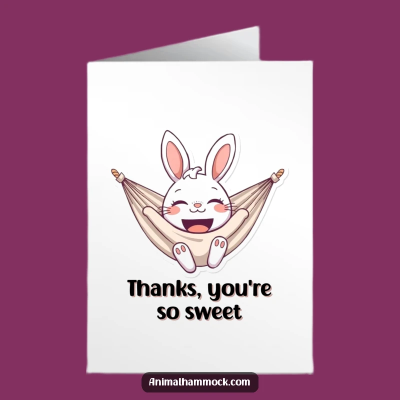 Free Printable Thank You Card: Bunny Hammock Thanks, Cheerful Funny Downloadable Gift