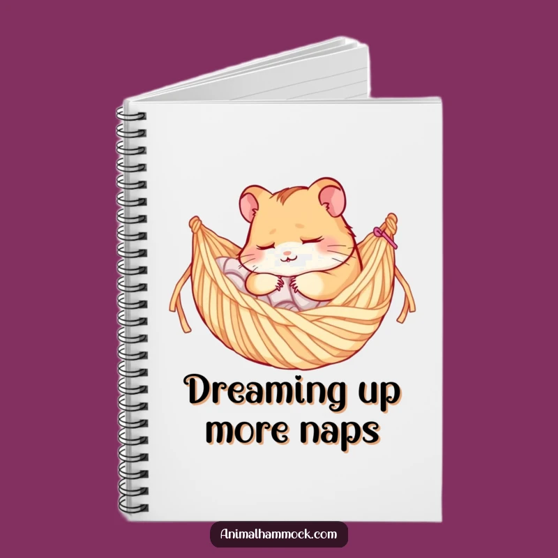 Funny Sleepy Hamster Yarn Hammock Notebook - Journal Your Dreams & Humorous Gift