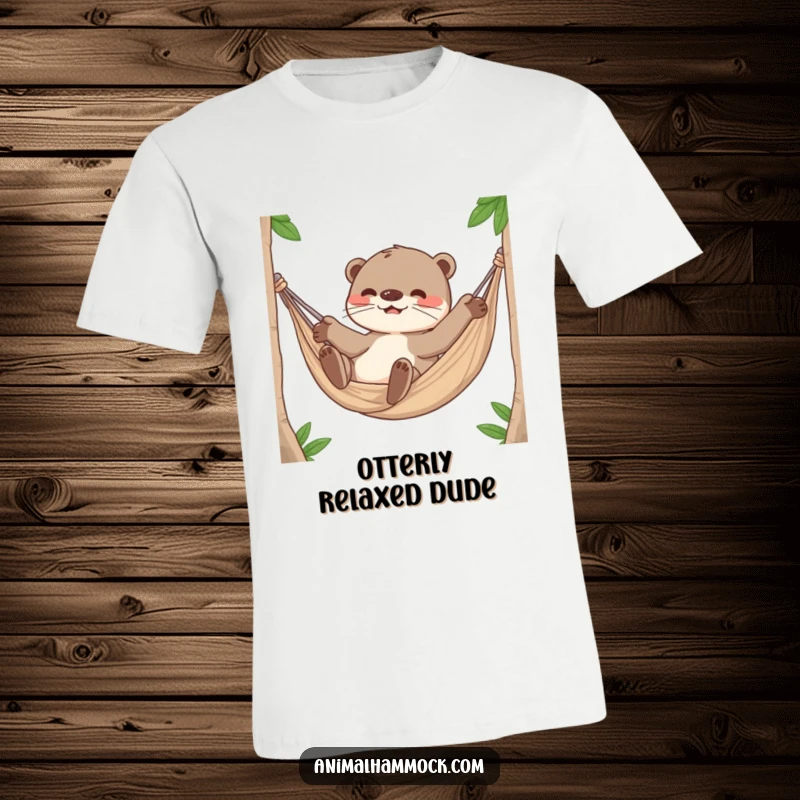 Funny Otter T-Shirt, a playful otter character rolling around happily inside a hammock, showcasing pure joy and mischief.