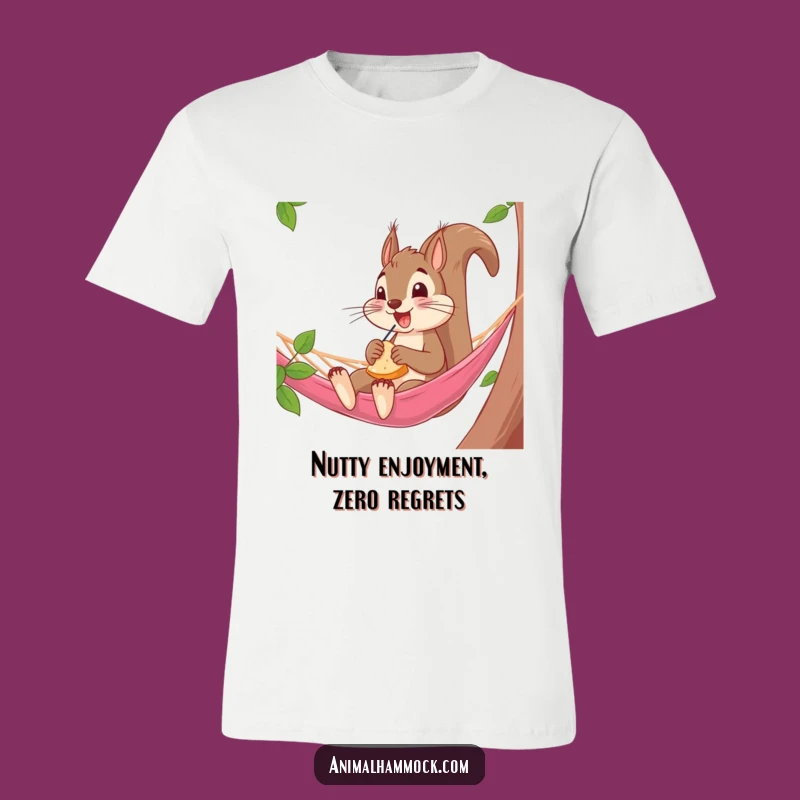 Funny Squirrel Hammock T-Shirt: Snack & Relax in Comedic Style