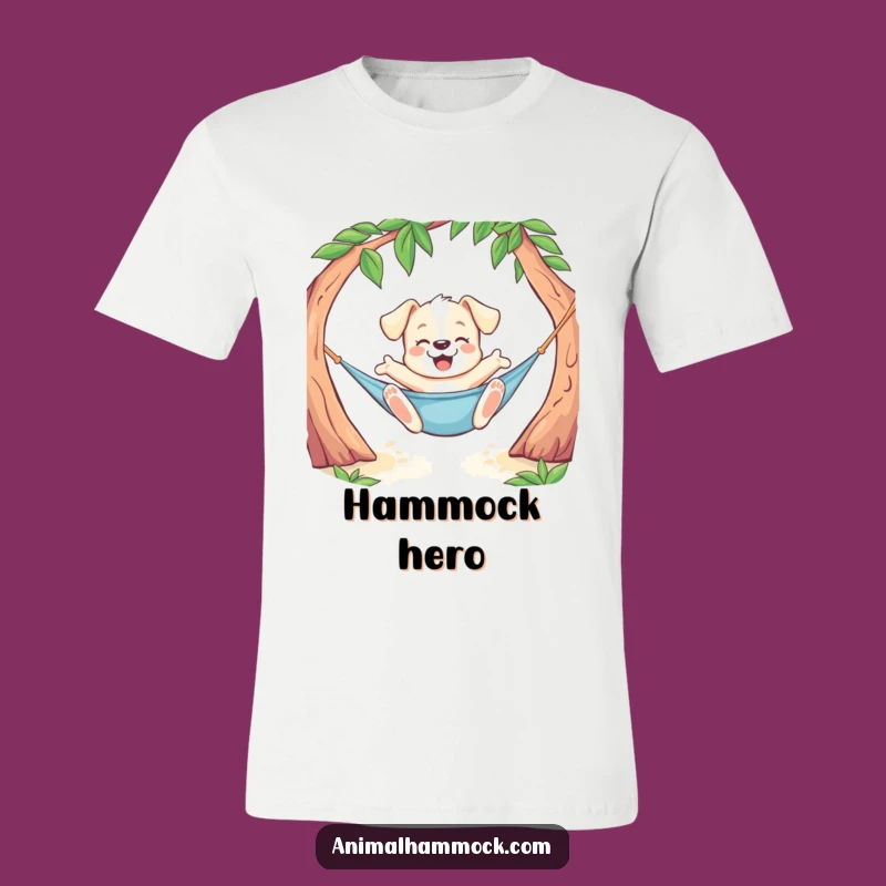 Funny Puppy Hammock Stretch T-Shirt: Playful Dog Lounging Joyful Tee