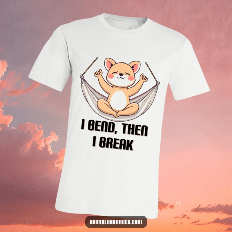 Funny T-Shirt: An athletic animal striking yoga poses within a hammock, embodying balance and peaceful athleticism.