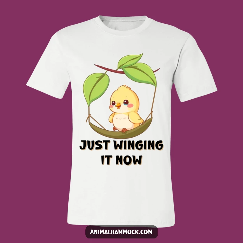 Funny Happy Bird Leaf Hammock T-Shirt - Joyful Swinging Tee & Great Gift