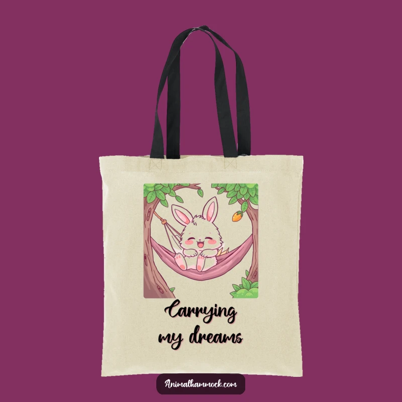 Funny Bunny Hammock Nap Tote Bag: Adorable Fluffy Rabbit Sleep Carryall