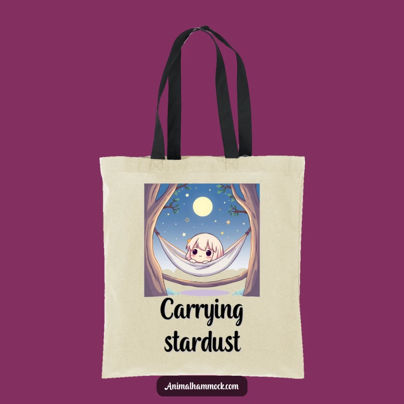 Funny Hammock Stargazer Tote: Chic Bag with Cute Character & Moonlit Sky, Handy Funny Gift