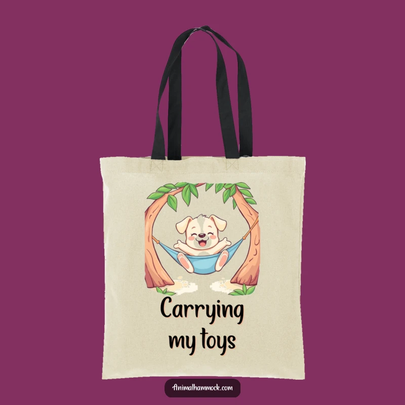 Funny Puppy Hammock Stretch Tote Bag: Playful Dog Carryall