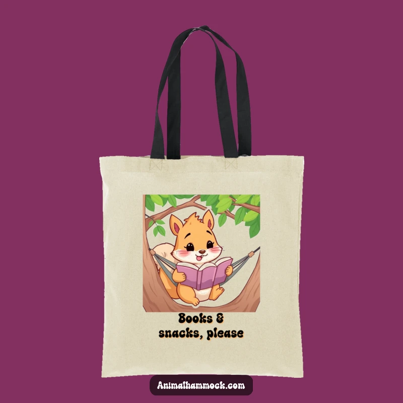 Funny Squirrel Reading Tote Bag: Carry Your Books with Humorous Style